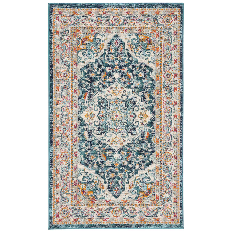 Bungalow Rose Dostie Oriental Ivory/Blue Area Rug Wayfair